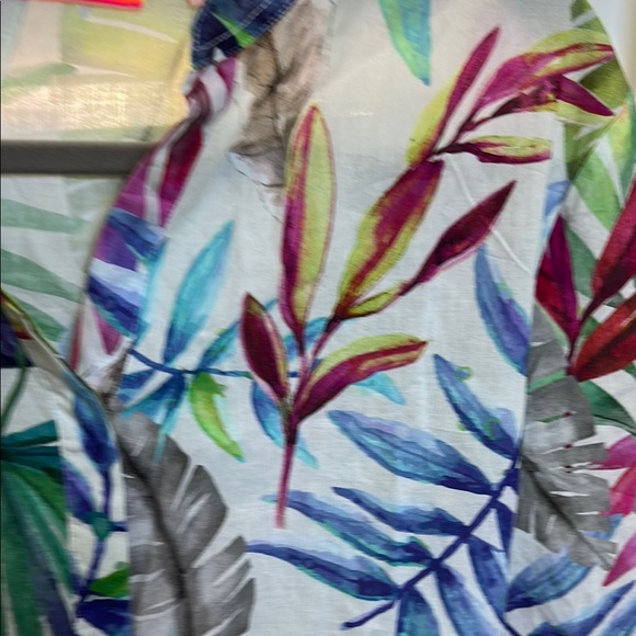 Vilagallo Leaf Print Cotton Blouse Size S - Picture 6 of 10